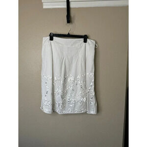 Rene Margo Women's White Midi Skirt, midi skirt, white skirt, white floral skirt